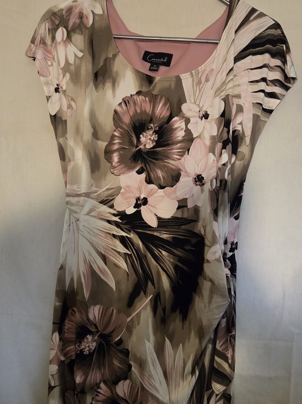connected apparel Taupe, Blush & Cream Floral Maxi Dress